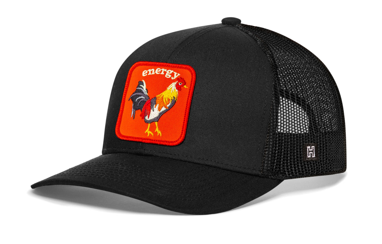 Rooster Energy Trucker Hat | Black Chicken Snapback