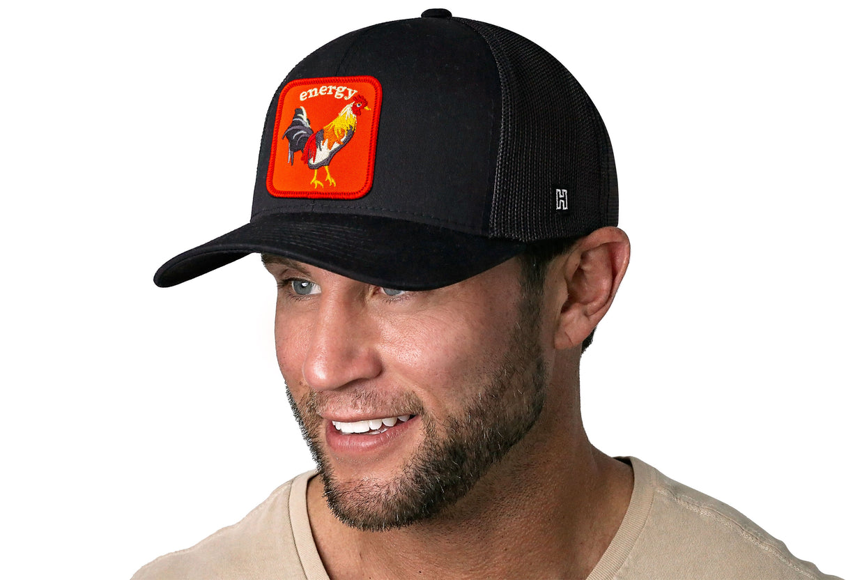 Rooster Energy Trucker Hat | Black Chicken Snapback