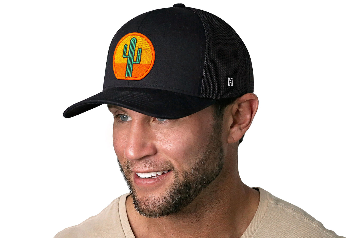 Cactus Sunset Trucker Hat | Black Cactus Sunet Snapback