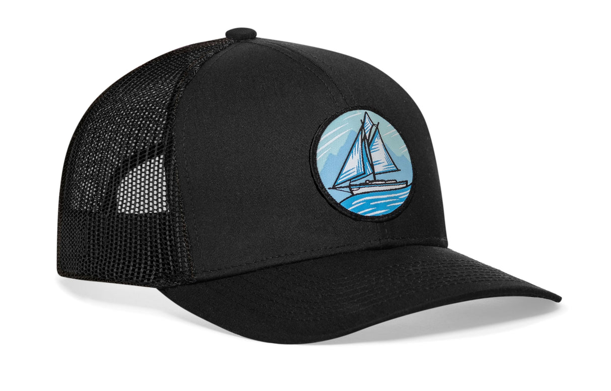 Sailboat Trucker Hat | Black Boating Snapback