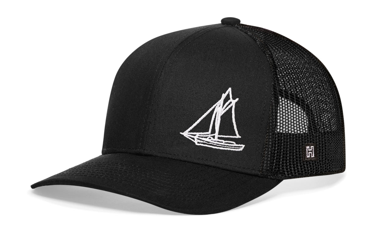 Sailboat Trucker Hat | Black Snapback