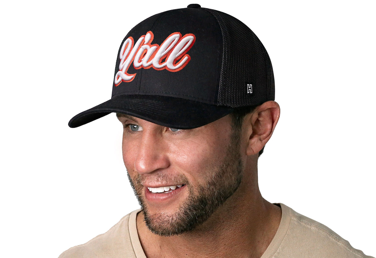 Y'all Trucker Hat | Black Script Snapback