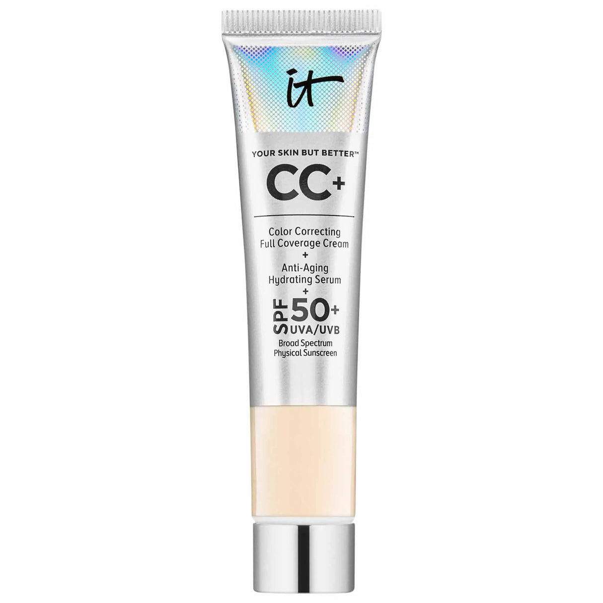 IT Cosmetics CC+ Cream: Full Coverage Color Correcting Foundation with SPF 50+ - Hydrating, Anti-Aging, and Blemish Camouflaging Makeup