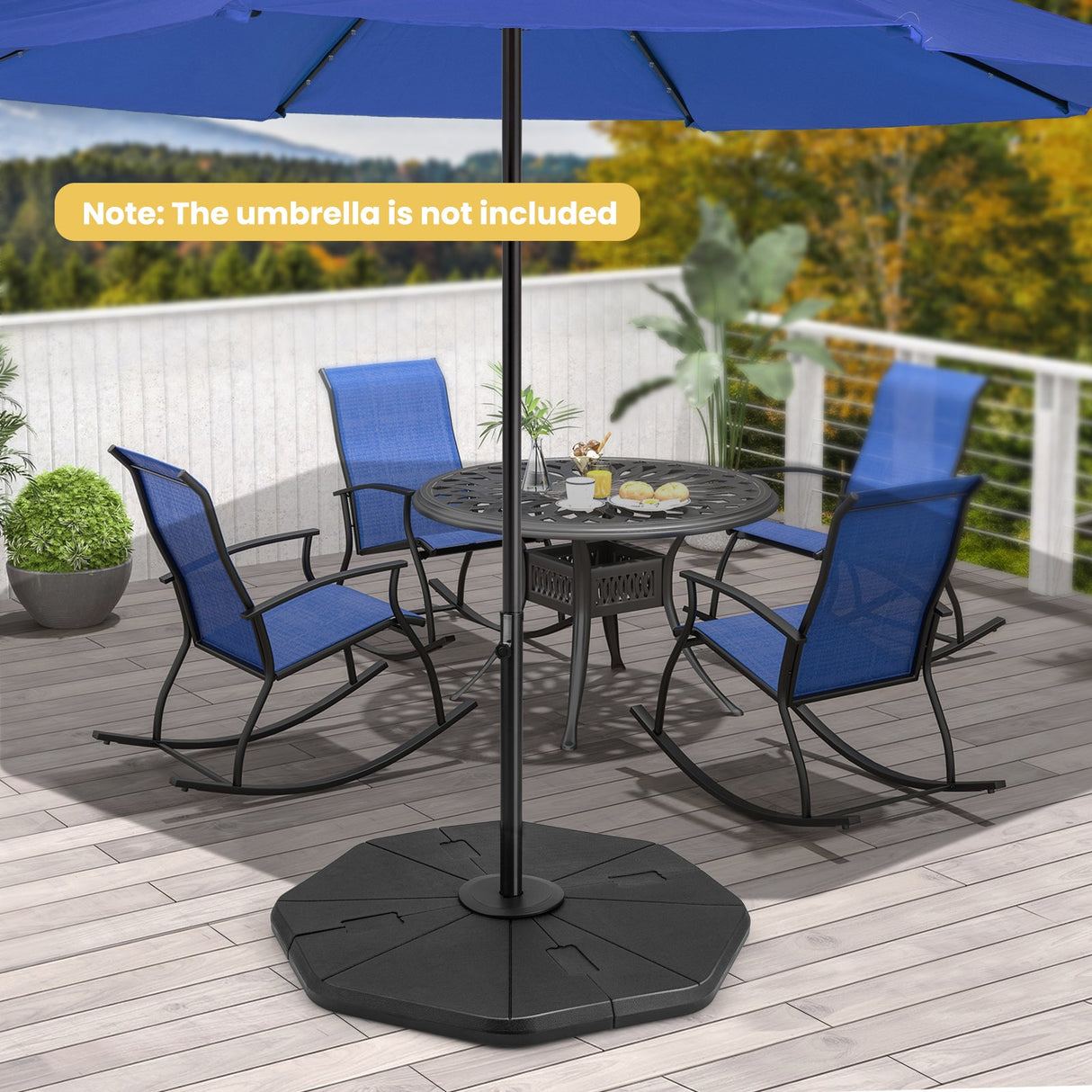 Base de parasol rellenable de 4 piezas para jardín o piscina