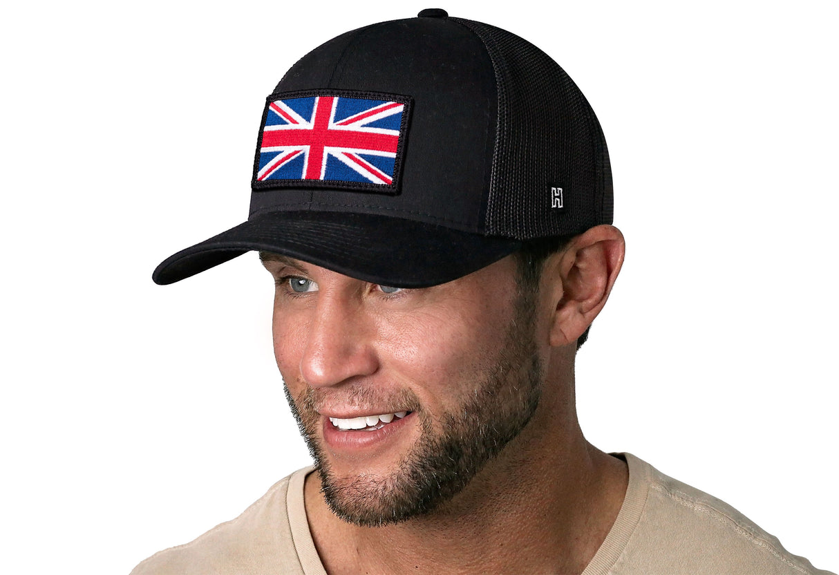 United Kingdom Flag Trucker Hat | Black UK Union Jack Snapback