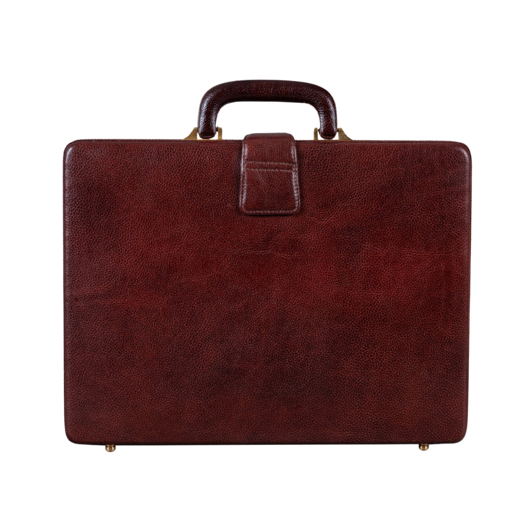 Maletín de Piel Ejecutivo para Hombre Marrón/Rojo Cereza
