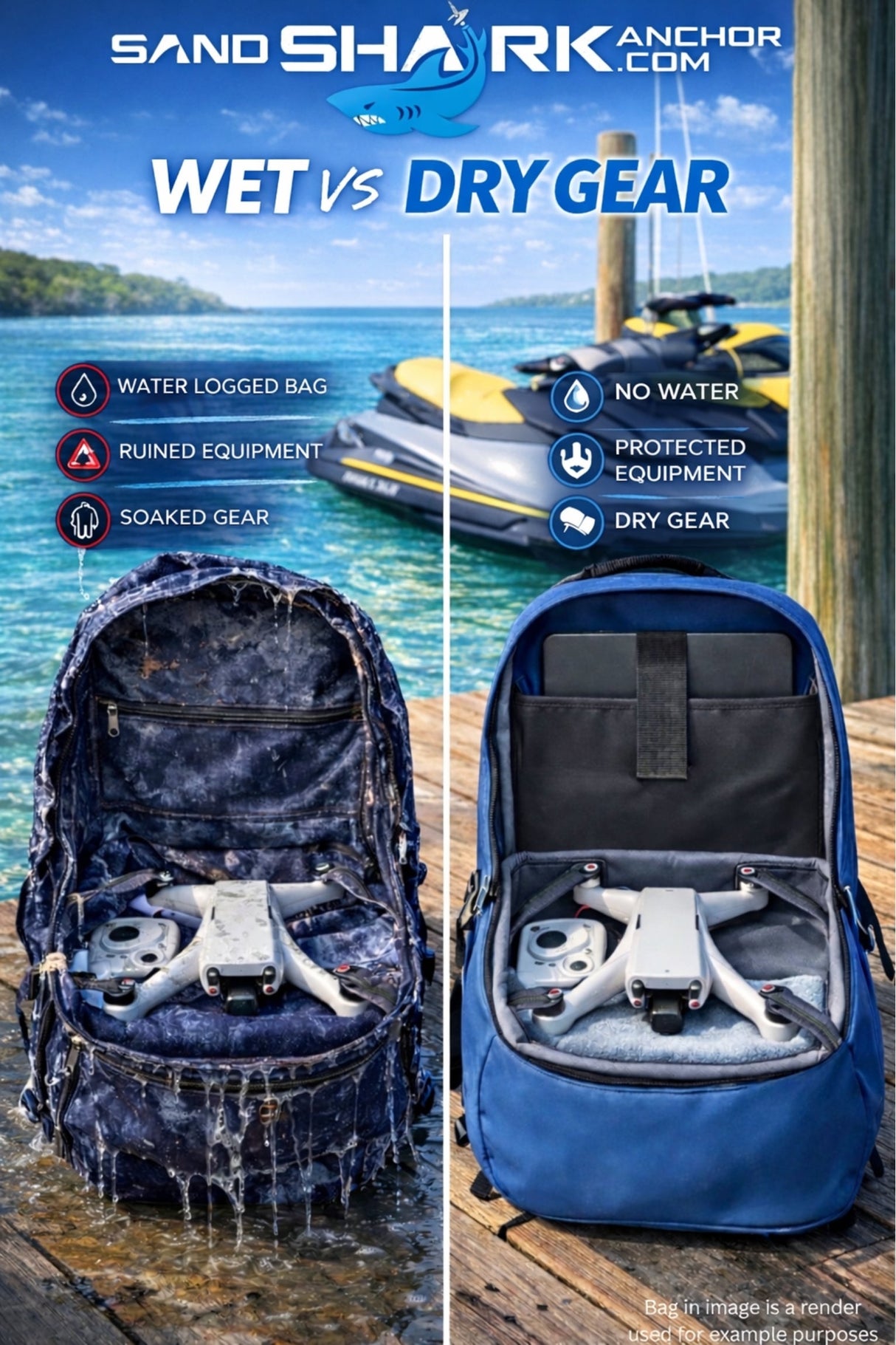 Mochila Impermeable SandShark 25L – Mochila Sumergible IP67 con Cremallera Hermética, Carcasa de TPU, Funda para Portátil – Bolsa Seca Impermeable para Navegación, Playa, Natación, Viajes y Deportes Acuáticos