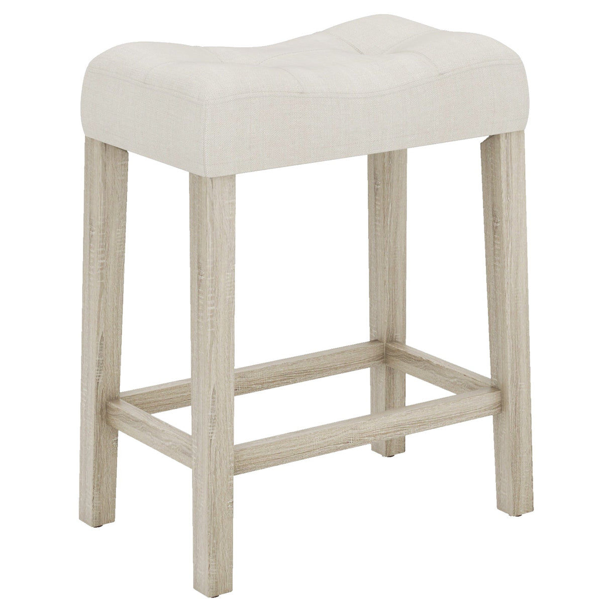 Juego de 4 taburetes tapizados de altura de encimera con asiento de silla de montar curvo