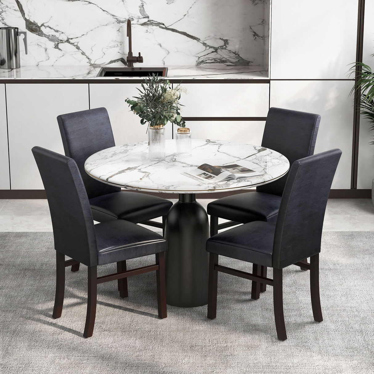 Sillas de comedor tapizadas (juego de 2) con patas de madera maciza de caucho