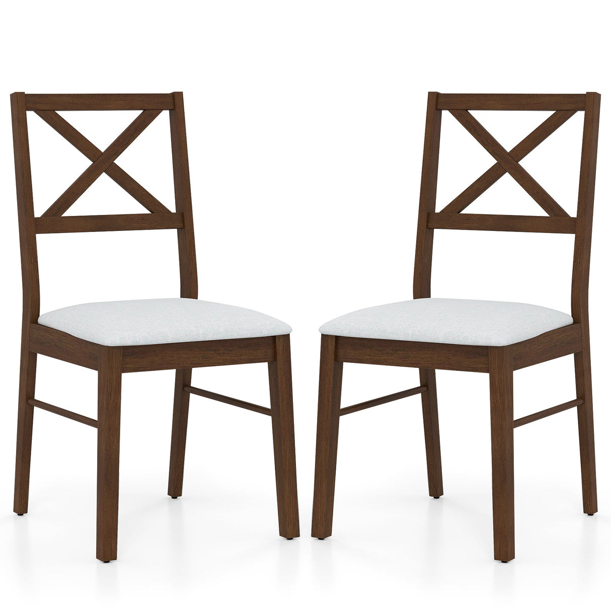 Upholstered Side Dining Chairs Set of 2 with Rubber Wood Frame