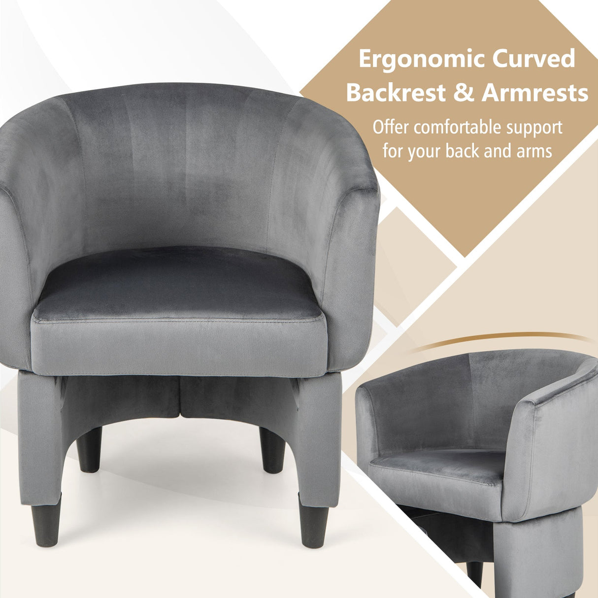 Sillón de terciopelo tapizado con otomana