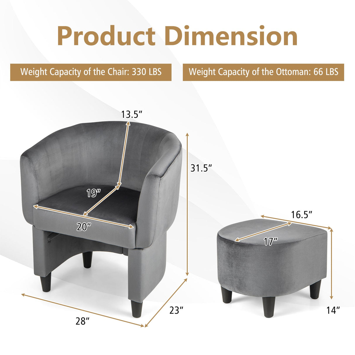 Sillón de terciopelo tapizado con otomana