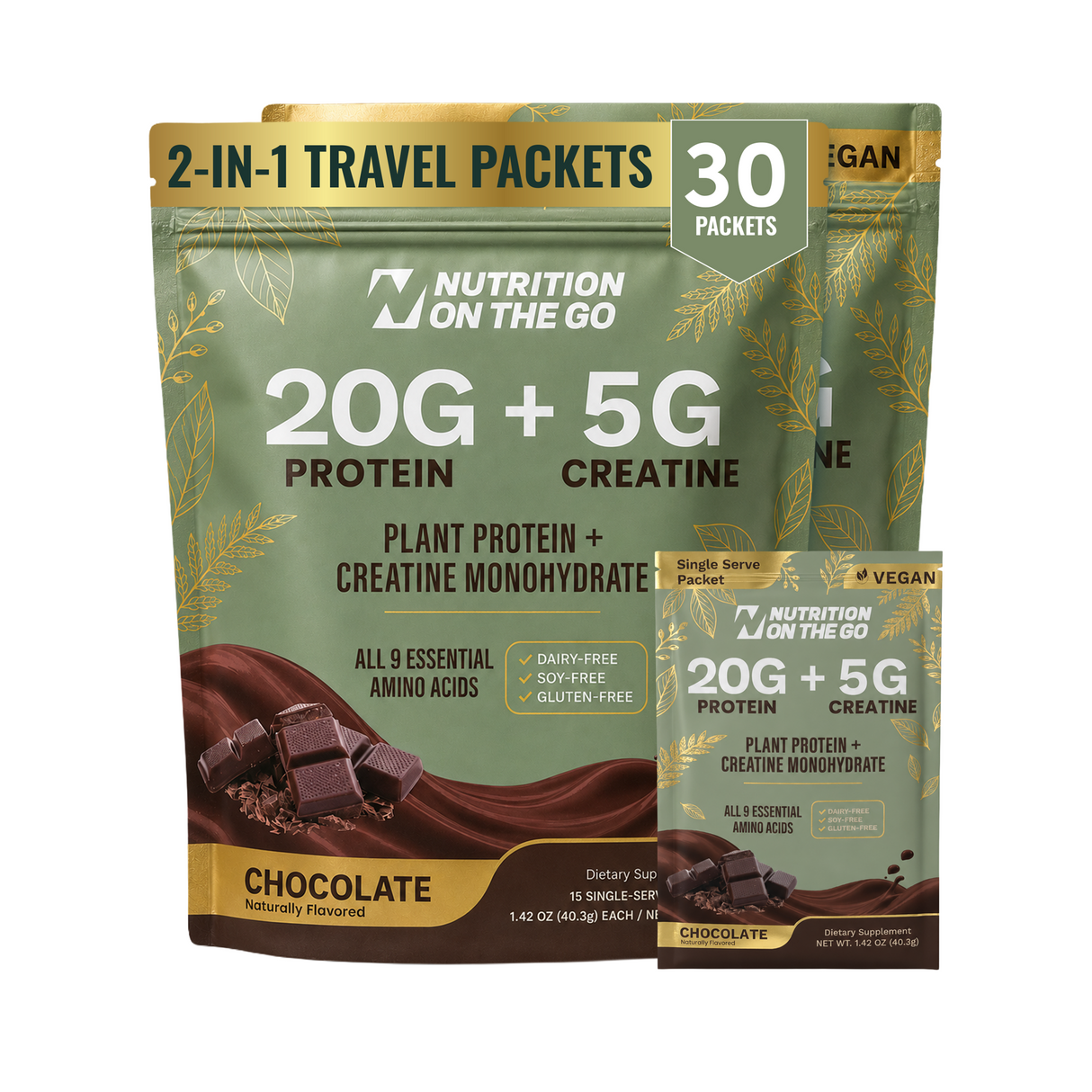 2-in-1 Vegan Protein + Creatine Travel Packets
