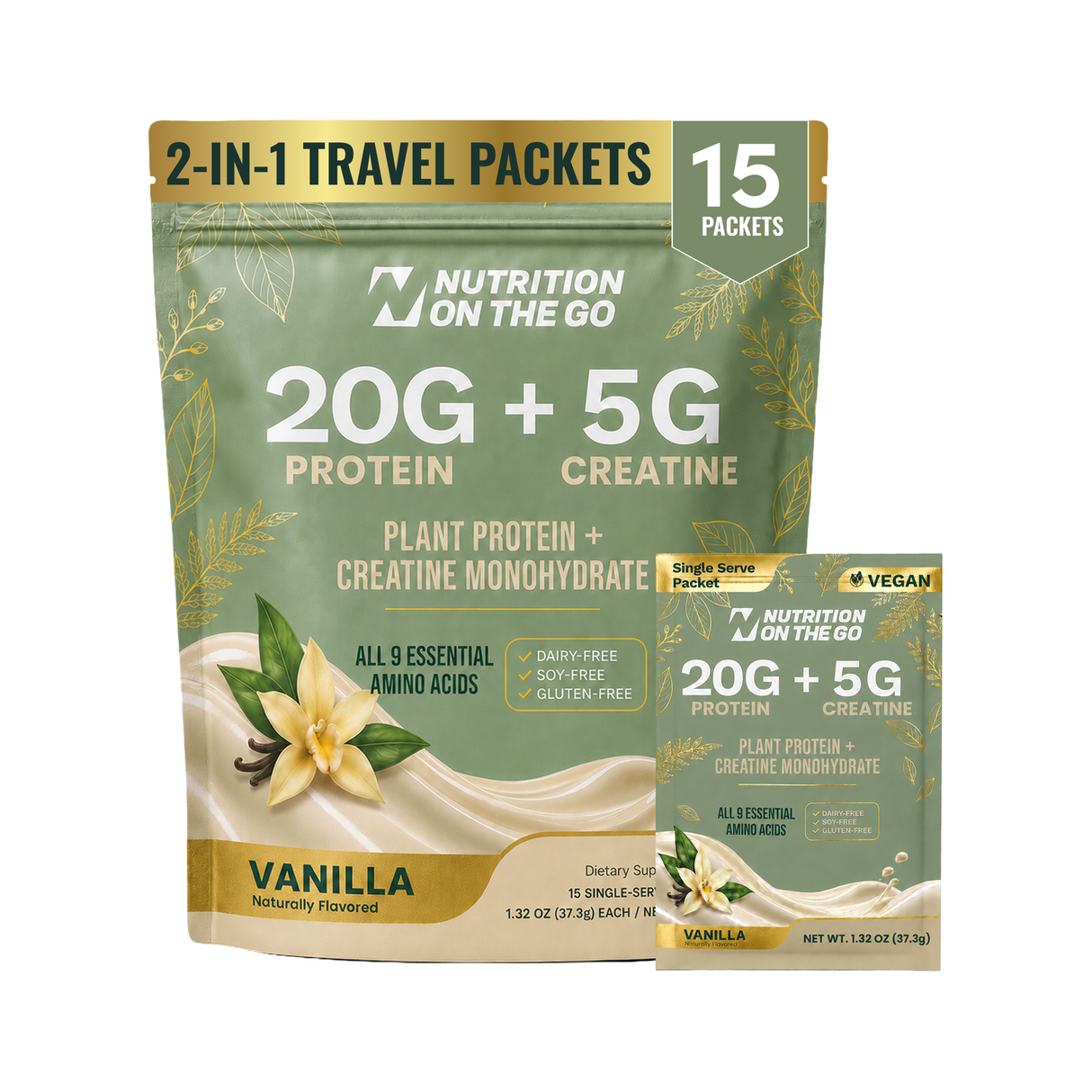2-in-1 Vegan Protein + Creatine Travel Packets