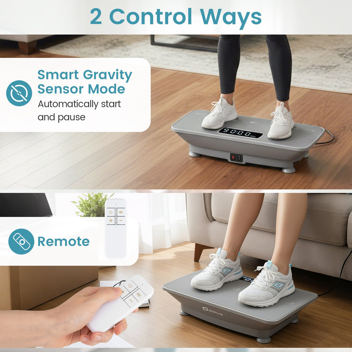 Máquina de ejercicios con plataforma vibratoria y sensor de gravedad para el hogar