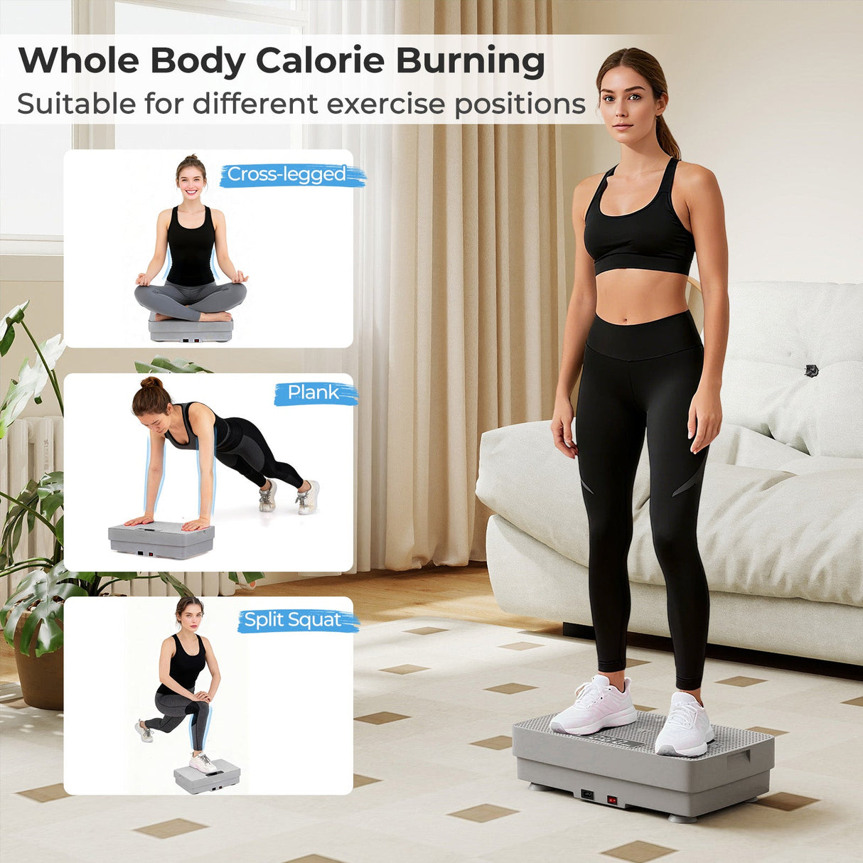Máquina de ejercicios con plataforma vibratoria, sensor de gravedad y control remoto para gimnasio en casa