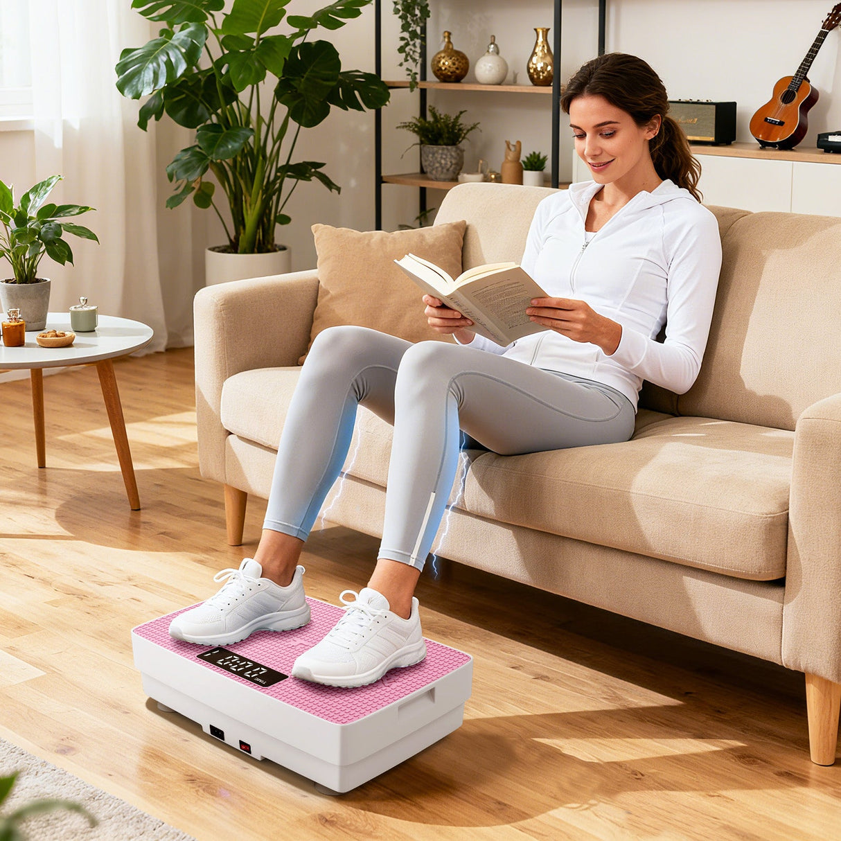 Máquina de ejercicios con plataforma vibratoria, sensor de gravedad y control remoto para gimnasio en casa