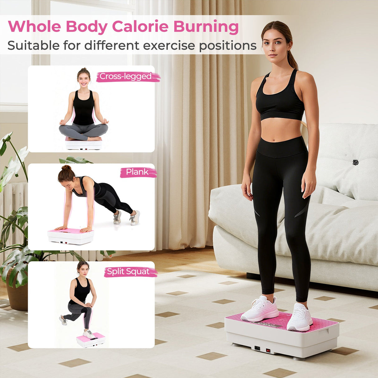 Máquina de ejercicios con plataforma vibratoria, sensor de gravedad y control remoto para gimnasio en casa