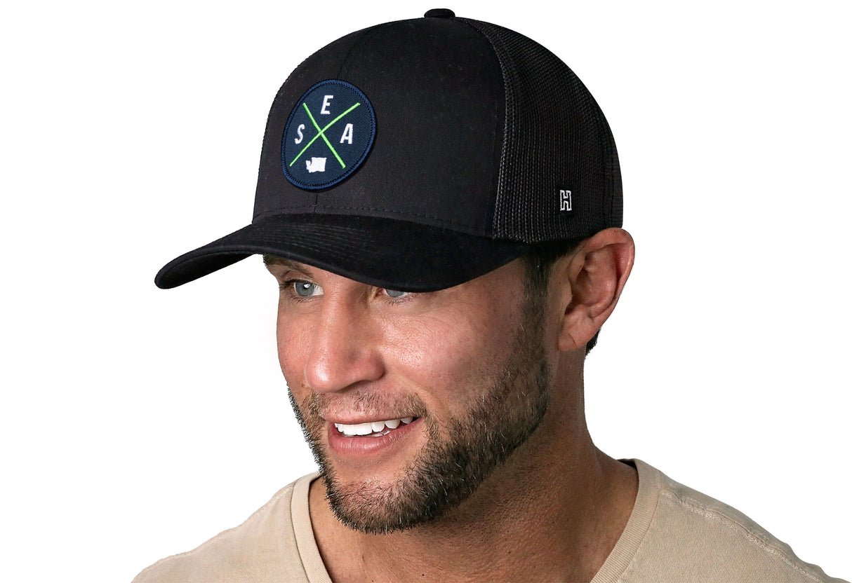Seattle Trucker Hat | Black SEA X Snapback