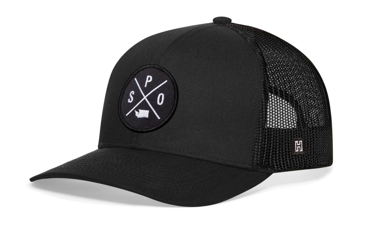 Spokane Trucker Hat | Black SPO Snapback