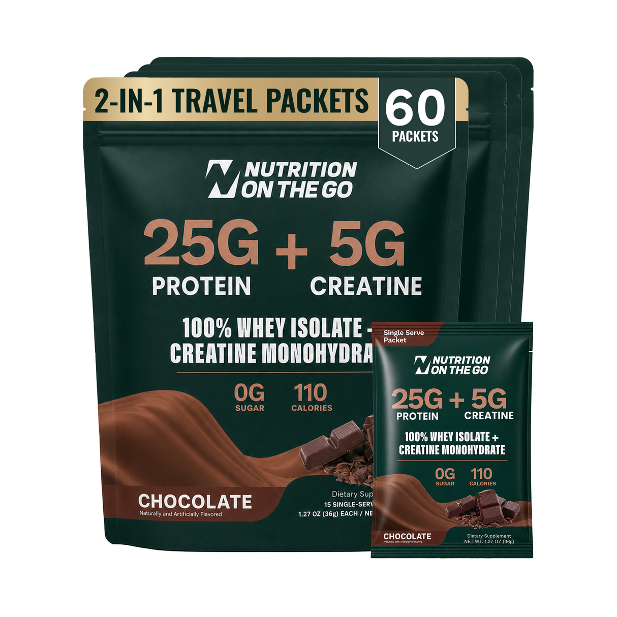 2-in-1 Whey Protein Isolate + Creatine Travel Packets