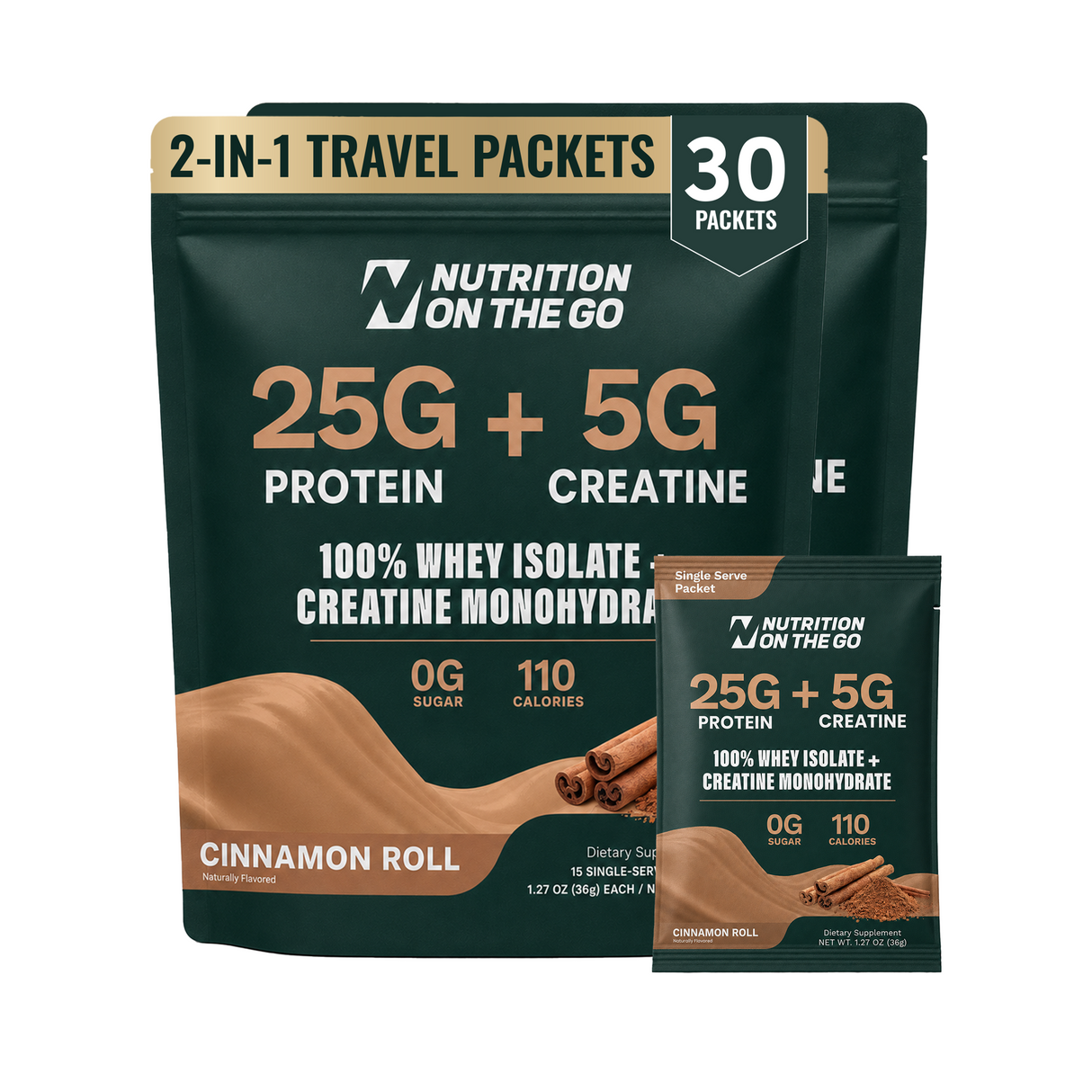 2-in-1 Whey Protein Isolate + Creatine Travel Packets