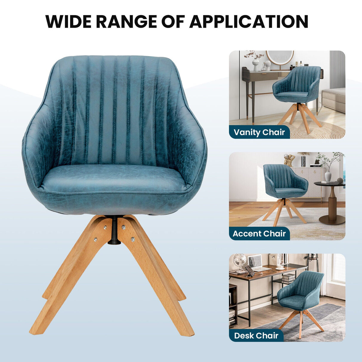 Juego Moderno Leathaire de 2 Sillones Giratorios con Patas de Madera de Haya