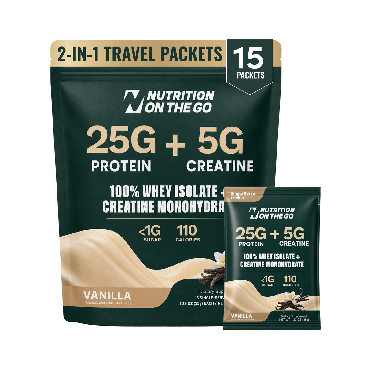 2-in-1 Whey Protein Isolate + Creatine Travel Packets