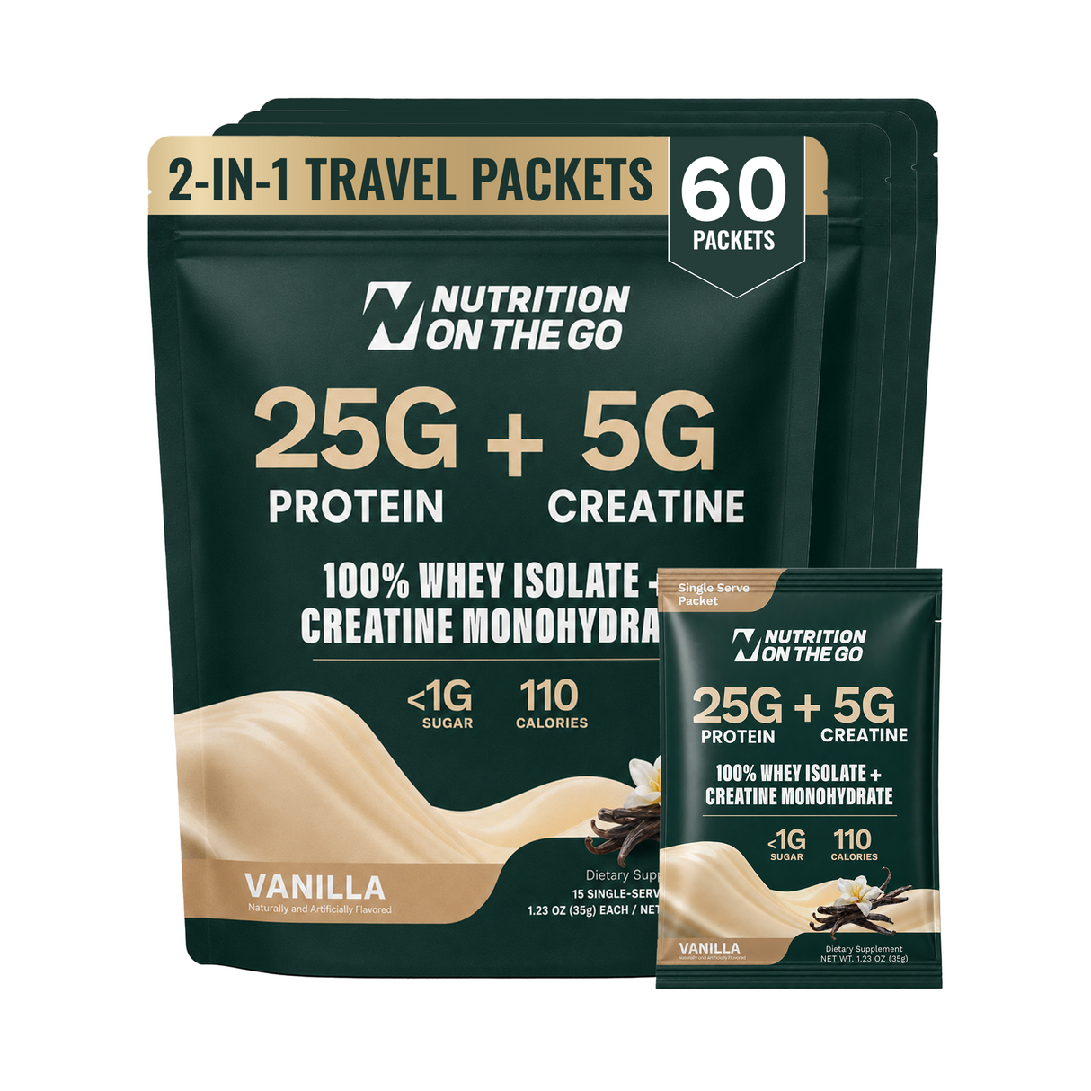 2-in-1 Whey Protein Isolate + Creatine Travel Packets