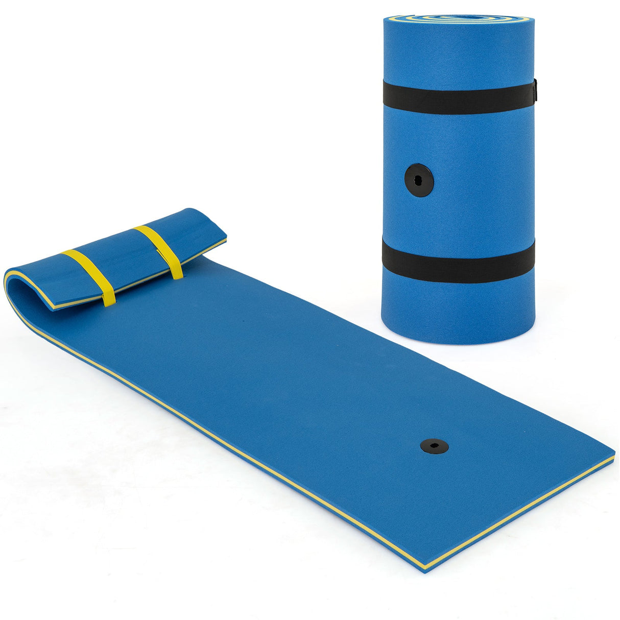 Colchoneta acuática de 7 x 2 pulgadas con cuerda de seguridad y diseño de almohada para lago y piscina - Azul