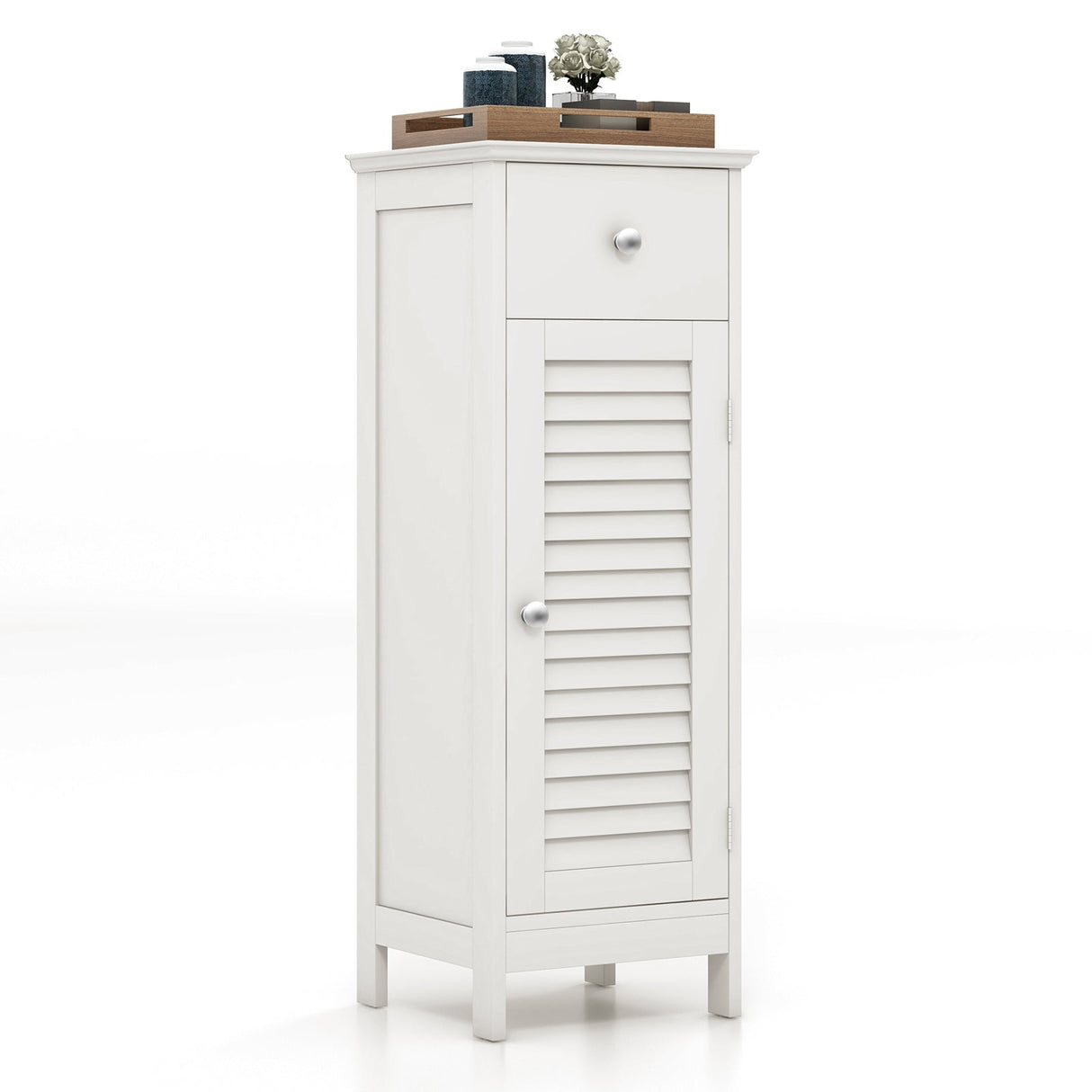 Woodern Bathroom Floor Storage Cabinet with Drawer and Shutter Door
