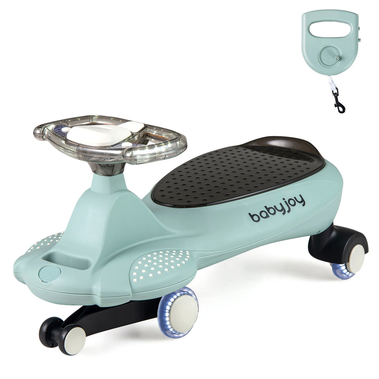 Coche Wiggle con cuerda de arrastre, juguete para montar con almacenamiento bajo el asiento