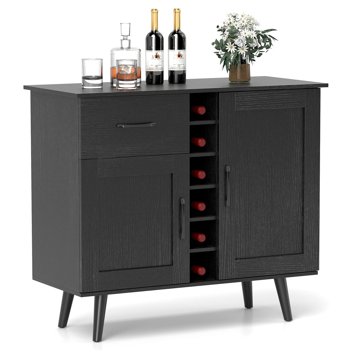 Aparador de bar de vinos moderno con botellero para 6 botellas