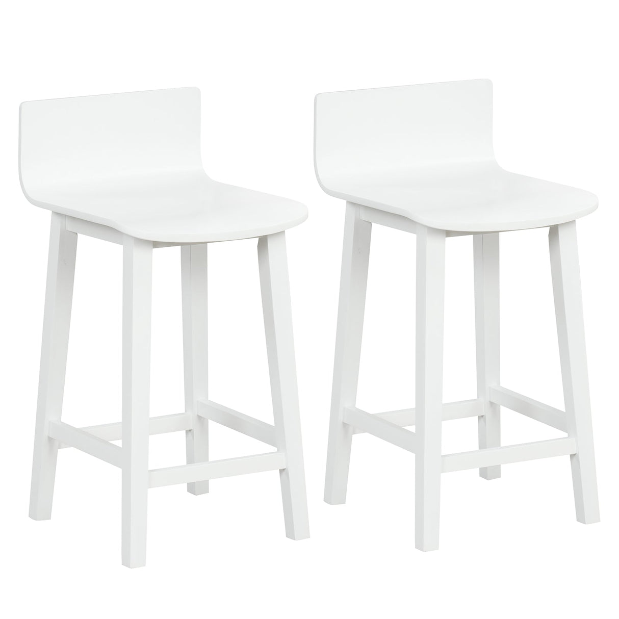Juego de 2 taburetes de bar de madera con respaldo y asiento sólidos