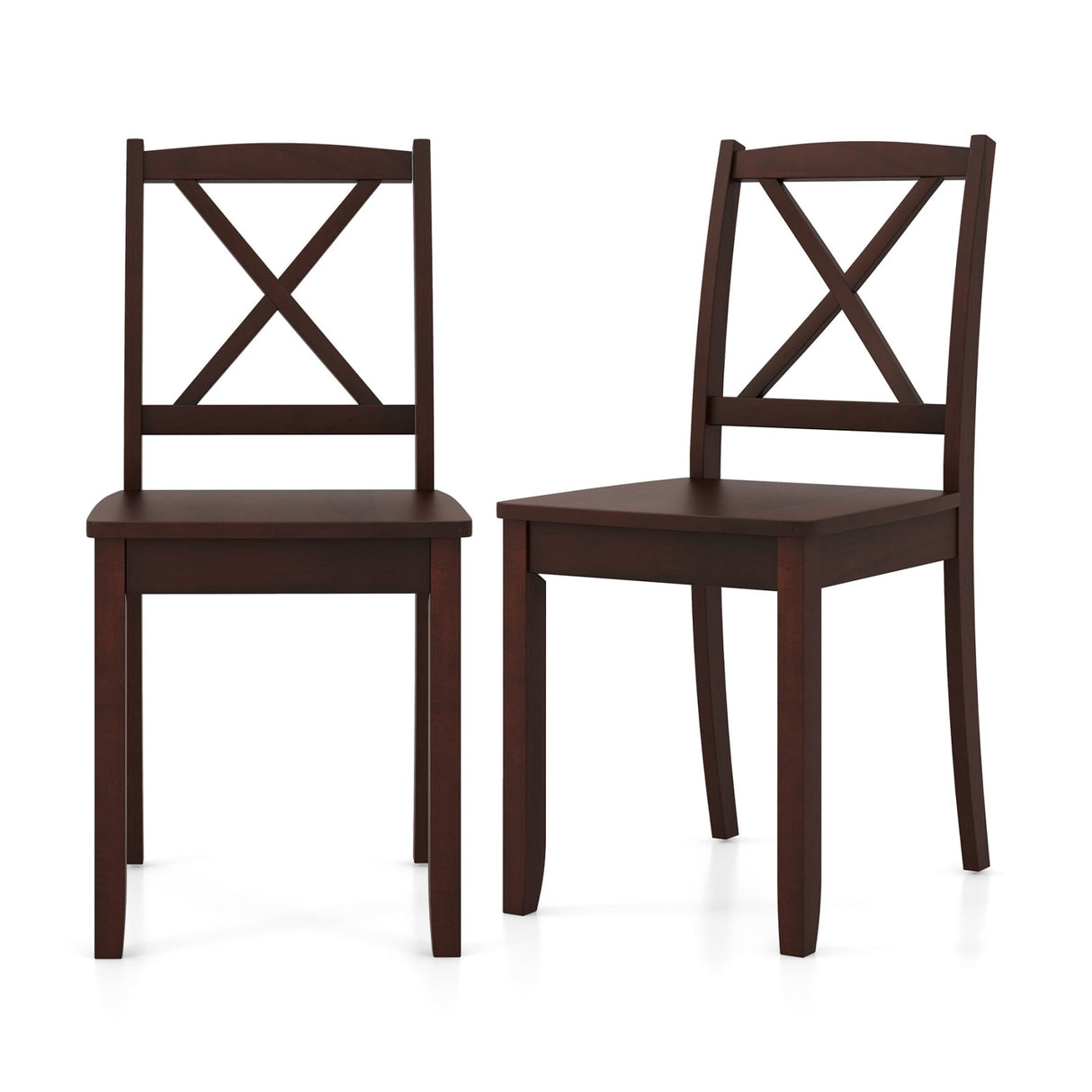 Juego de 2 sillas de comedor de madera con patas de madera de caucho y respaldo curvado