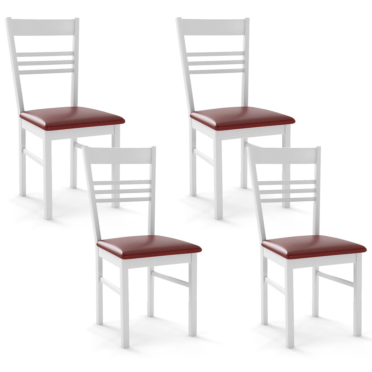 Sillas de comedor de madera, juego de 4 con estructura de madera de caucho