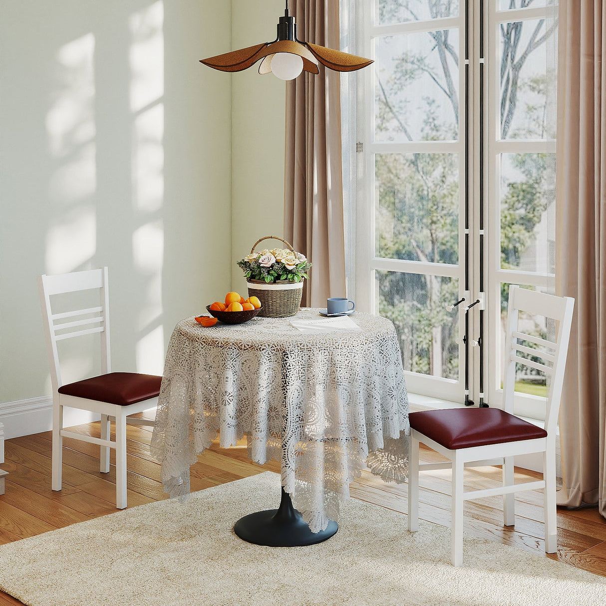 Sillas de comedor de madera, juego de 4 con estructura de madera de caucho