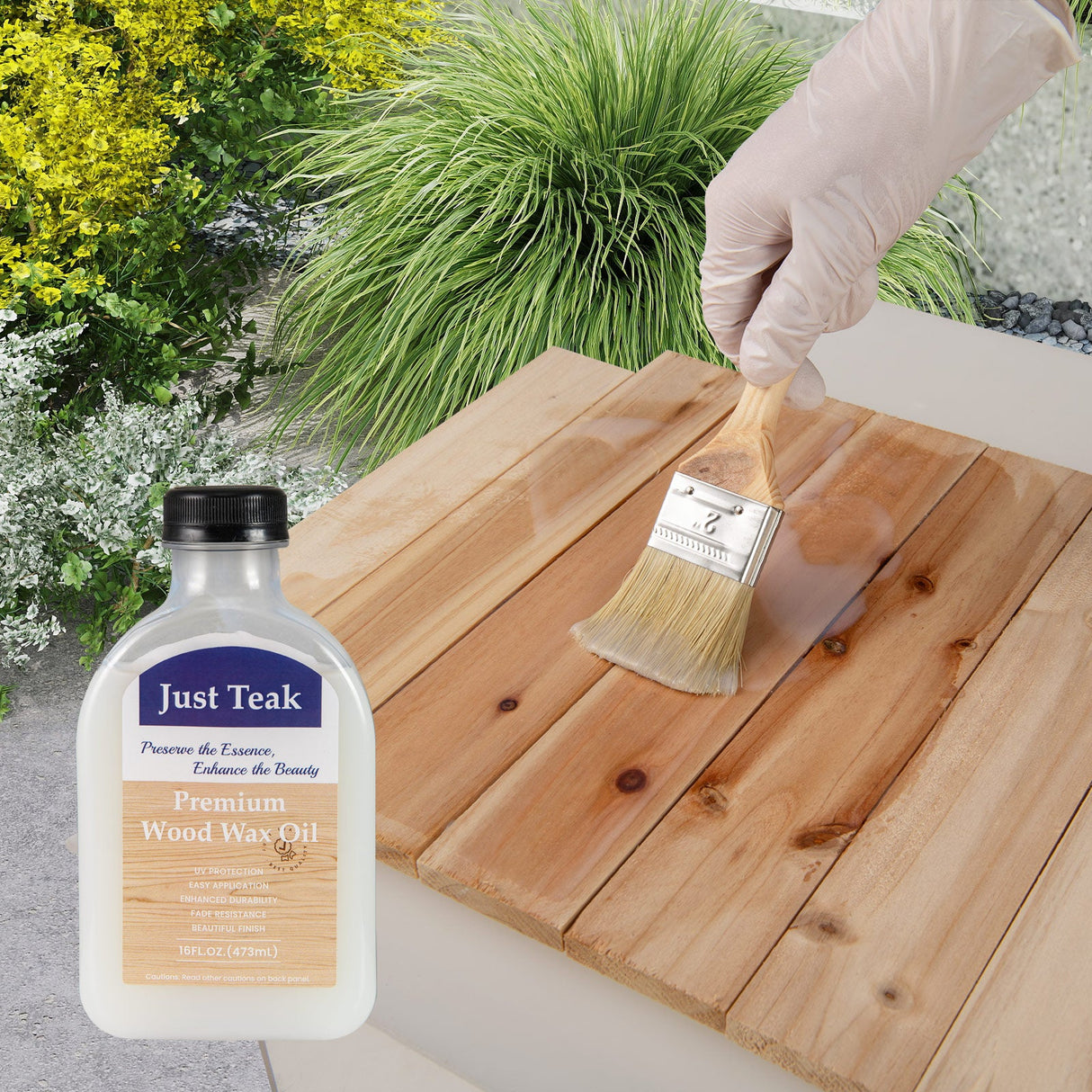 Aceite de cera para madera para muebles de exterior e interior, kit de cuidado de teca para restaurar y proteger la madera