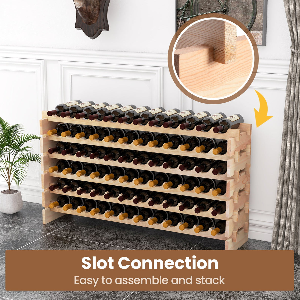 Estantería de madera para botellas de vino con capacidad para 72 botellas