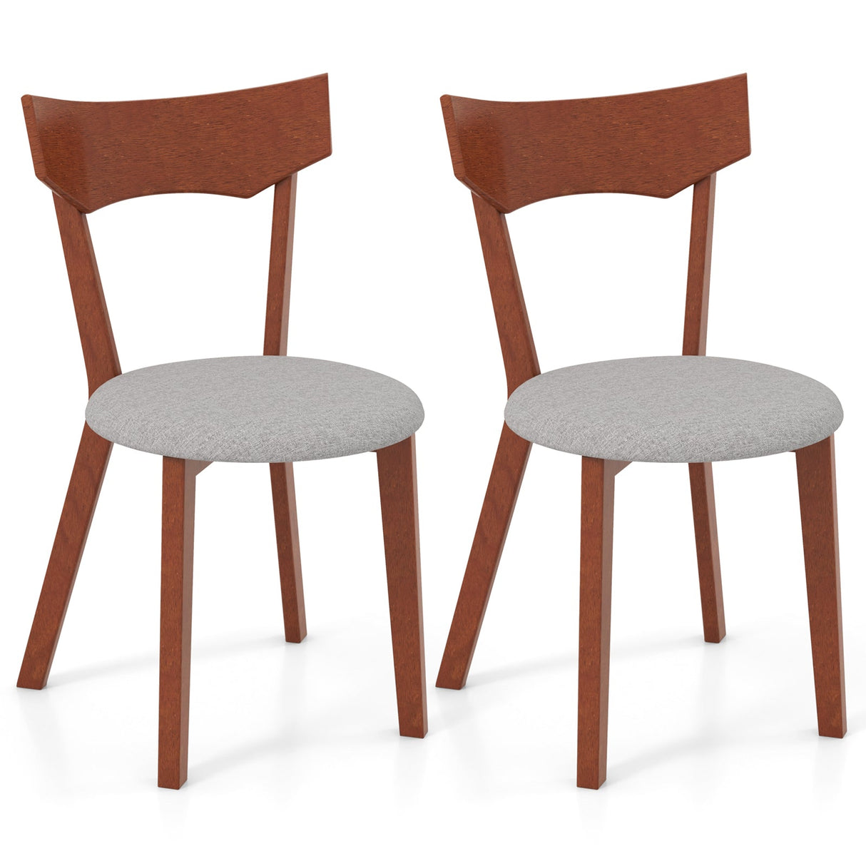 Juego de 2 sillas de comedor de madera con patas de caucho y asiento acolchado