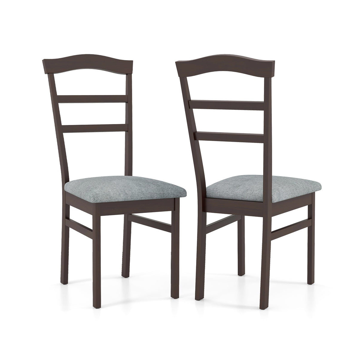 Juego de 2 sillas de comedor de madera, sillas de cocina tapizadas con tela de lino, sillas auxiliares estilo rústico