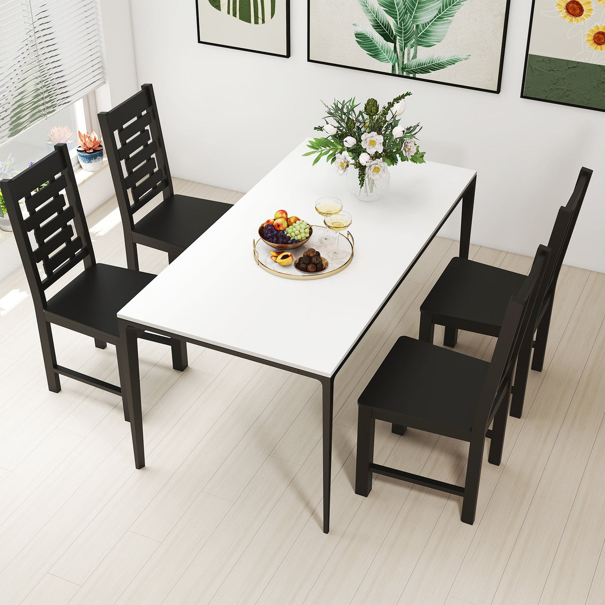 Juego de 2 sillas de comedor de madera maciza de caucho para cocina