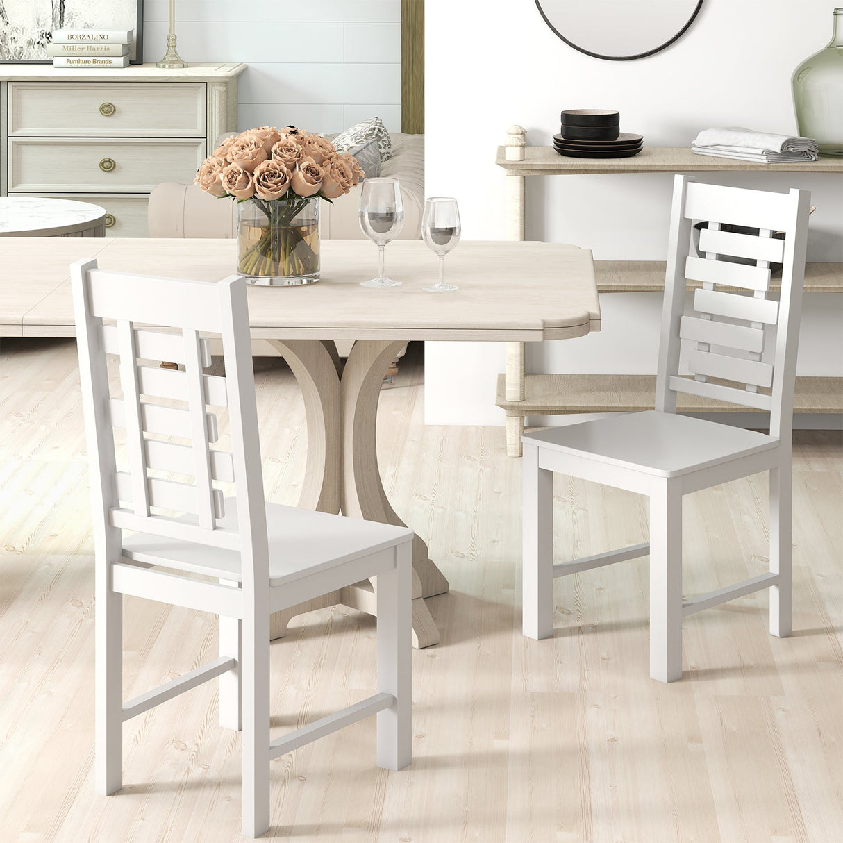 Juego de 2 sillas de comedor de madera maciza de caucho para cocina