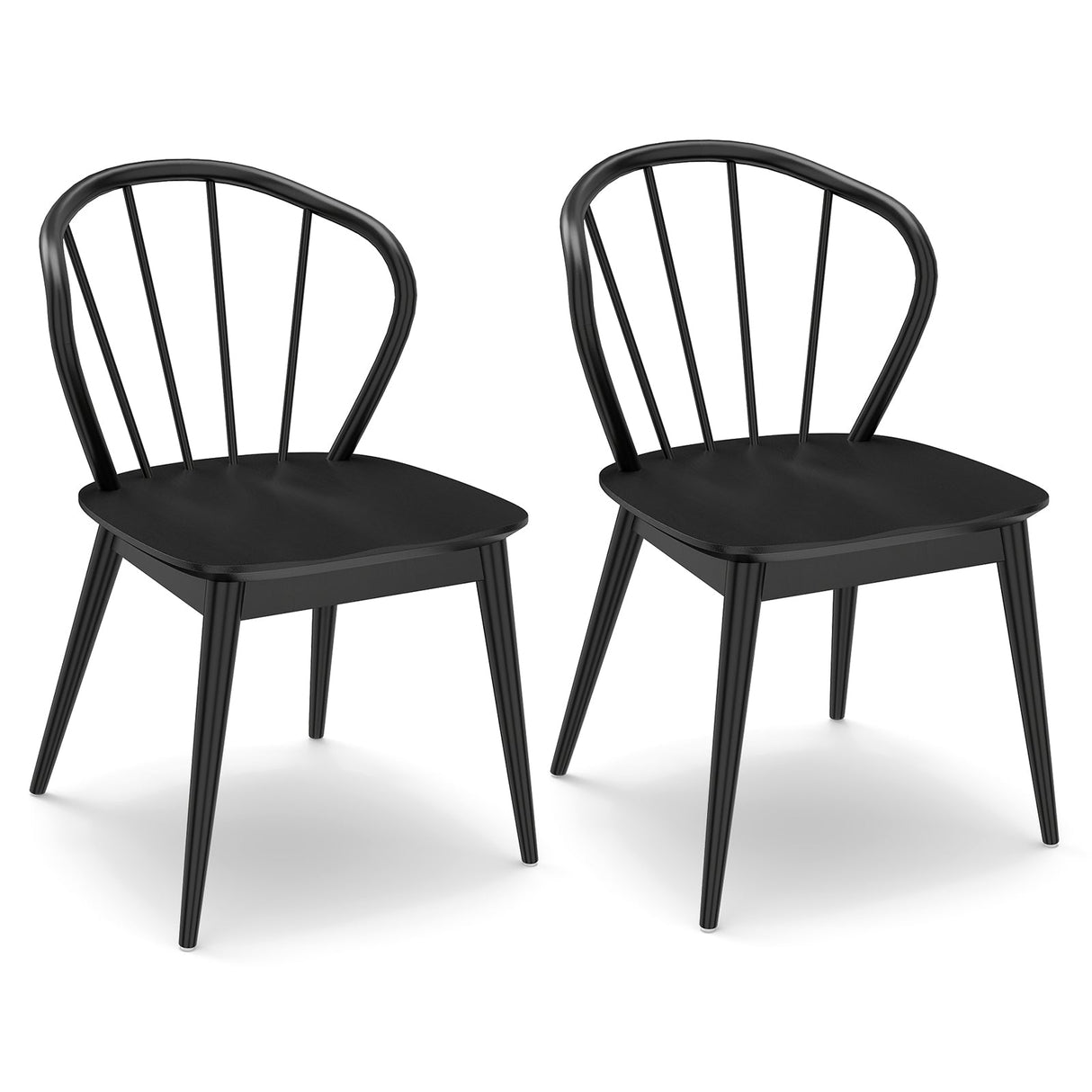 Juego de 2 sillas de comedor de madera con respaldo alto de huso y asiento ancho