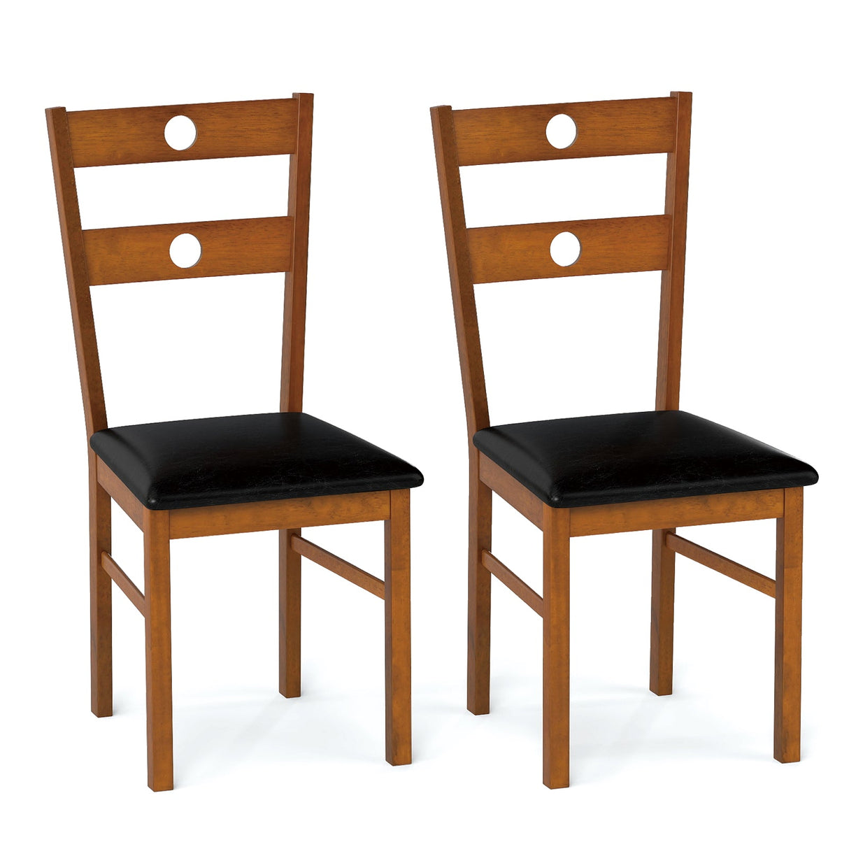 Juego de 2 sillas de comedor de madera sin brazos para cocina con respaldo hueco