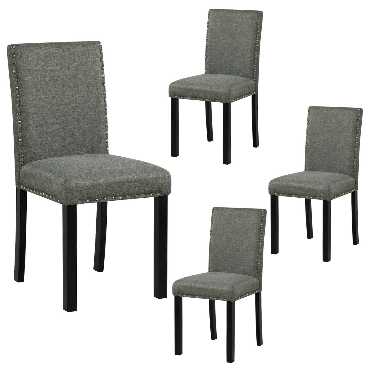 Juego de 4 sillas de comedor de madera con patas de madera curvada