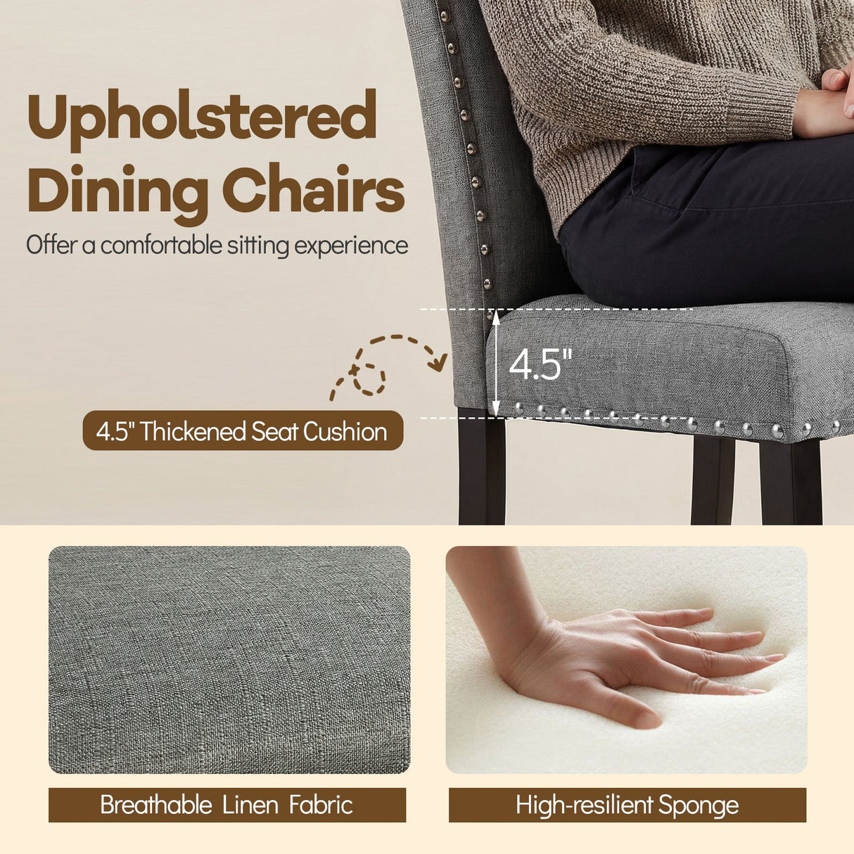 Juego de 4 sillas de comedor de madera con patas de madera curvada