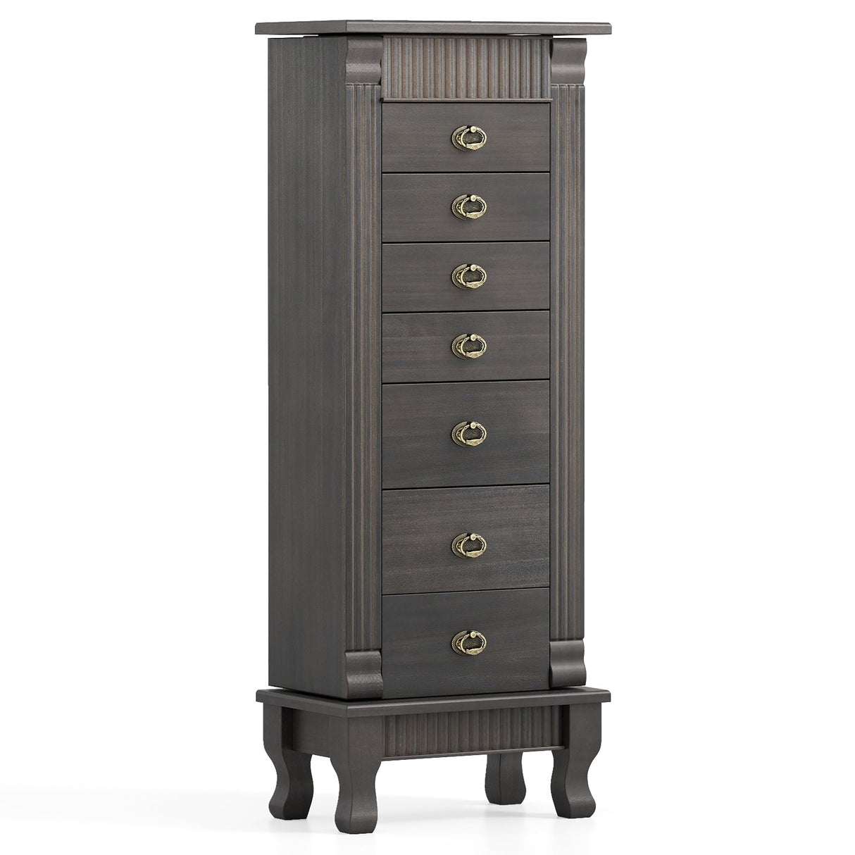Gabinete de joyería de madera Armario de almacenamiento con cajones y puertas batientes