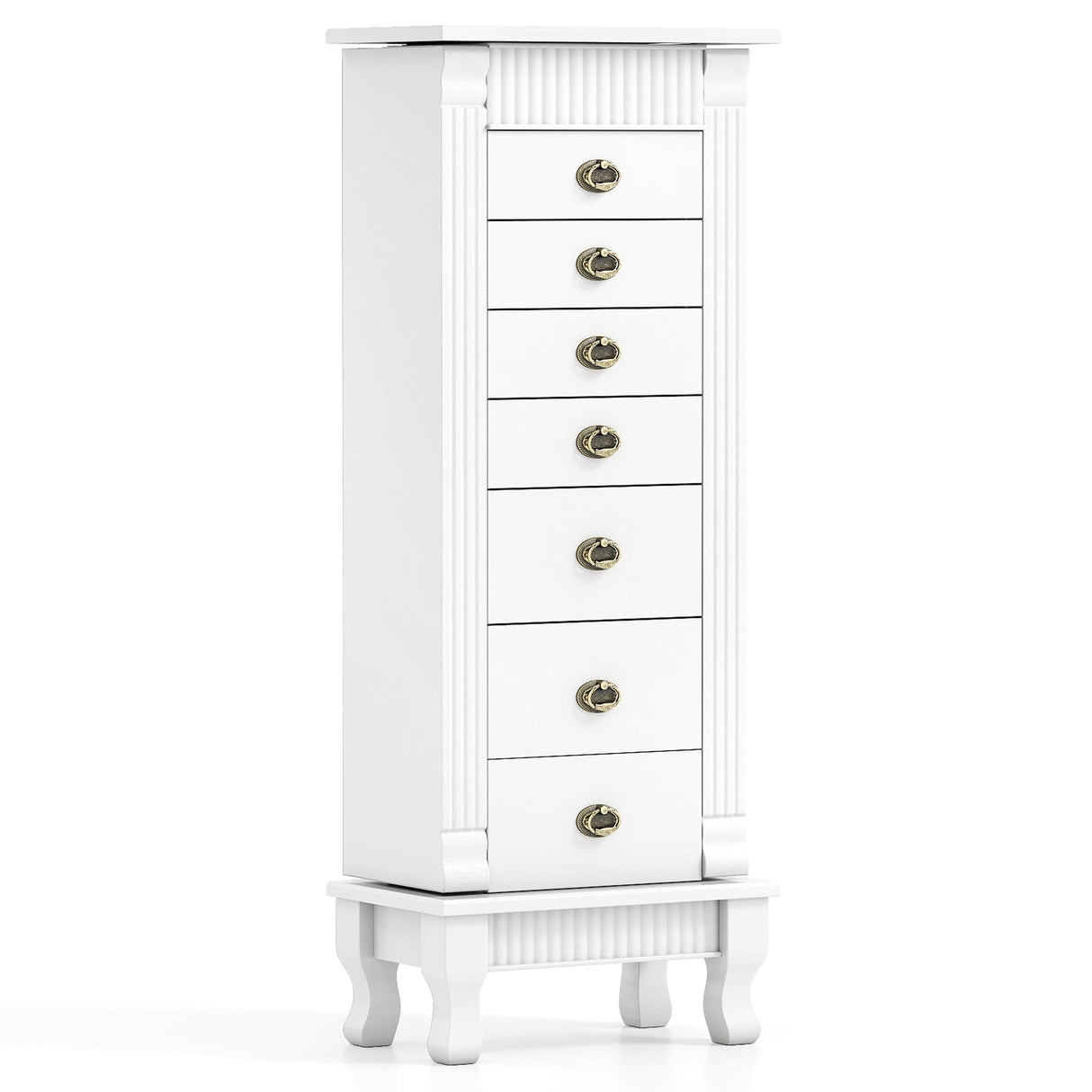 Gabinete de joyería de madera Armario de almacenamiento con cajones y puertas batientes