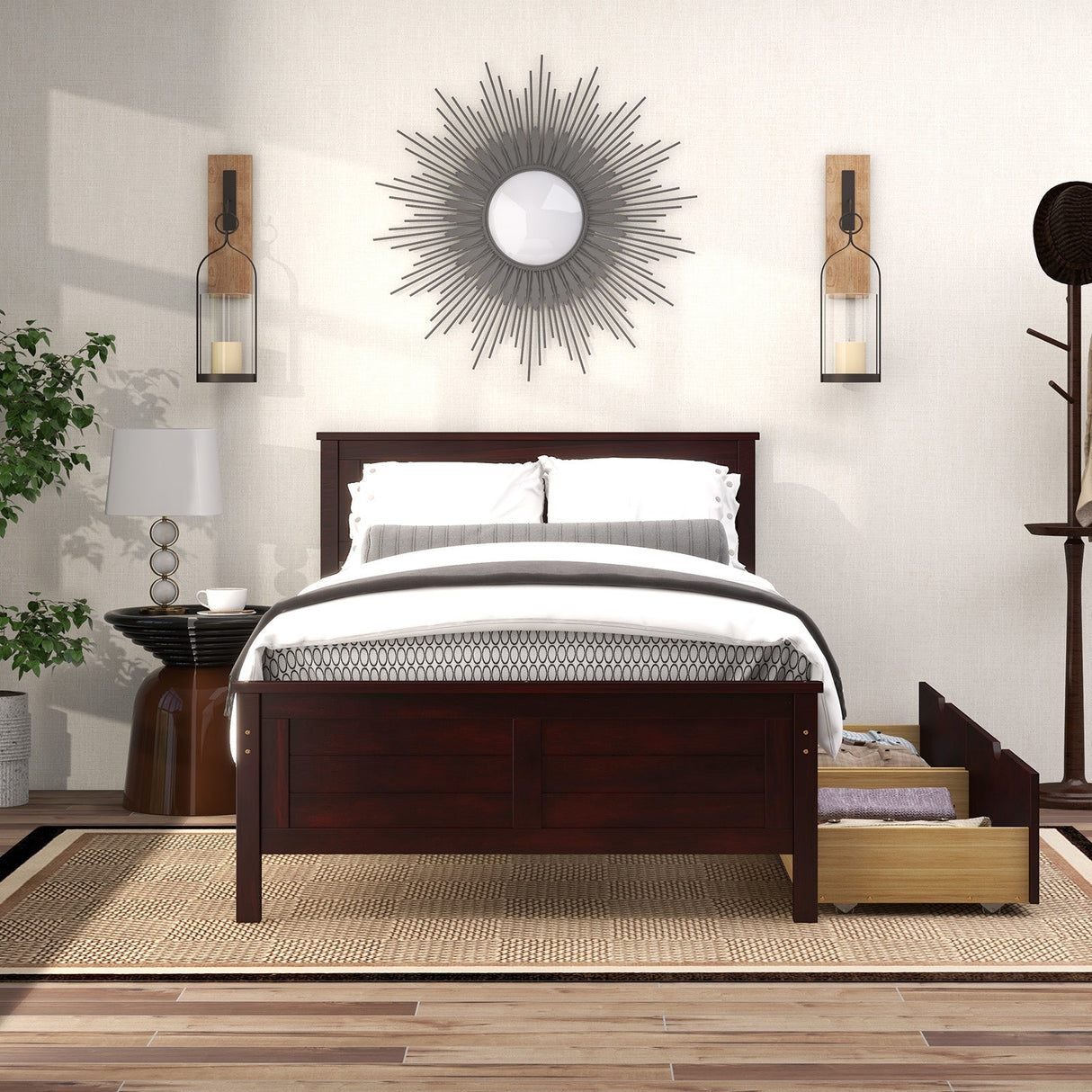 Estructura de cama individual con cajones de almacenamiento
